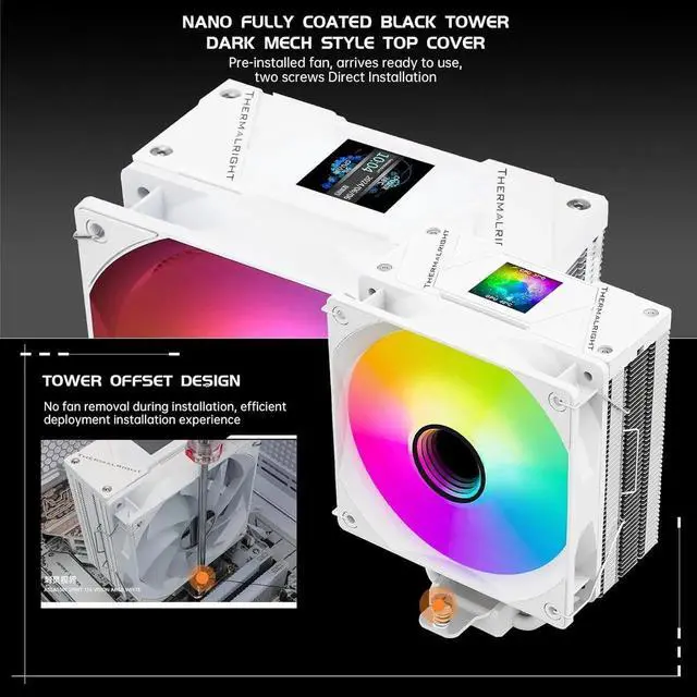 Alt view image 5 of 7 - Assassin Spirit 120 Vision ARGB CPU Air Cooler with 1.54in IPS Display, 120mm PWM Fan, Support Intel lga1700/1150/1151/1200, AMD AM4/AM5 White