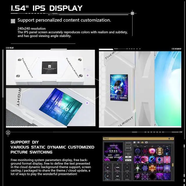 Alt view image 7 of 7 - Assassin Spirit 120 Vision ARGB CPU Air Cooler with 1.54in IPS Display, 120mm PWM Fan, Support Intel lga1700/1150/1151/1200, AMD AM4/AM5 White