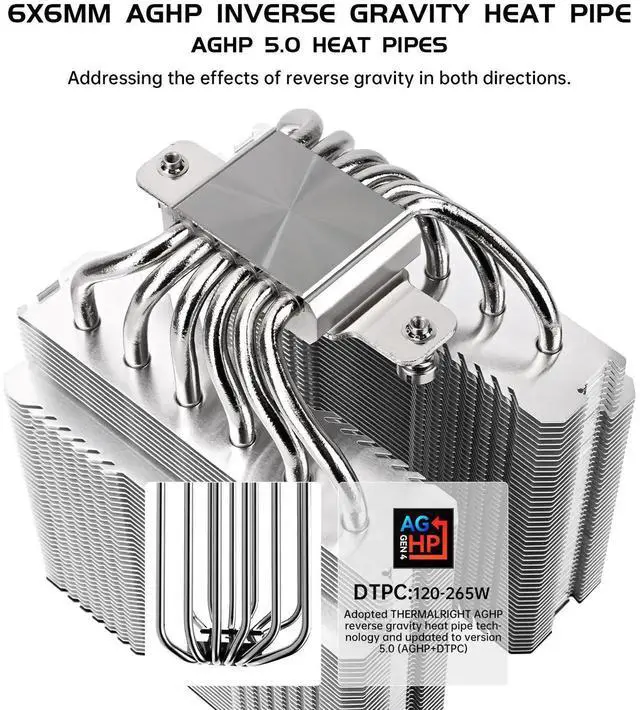 Alt view image 5 of 7 - Peerless Assassin 120 SE V2 CPU Air Cooler - 6 Heat Pipes AGHP GEN 5.0 Technology | 1850RPM PWM 120mm Fans, for Intel 1851/1700/115X/1200, AMD AM4/AM5 White