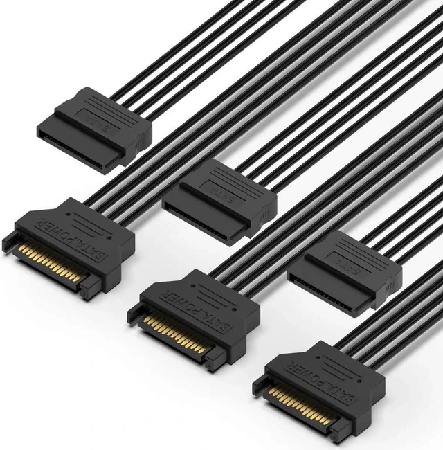 Main image of 3 Pack SATA Power Extension Cable 3Pack 15 Pin SATA Male to Female Extender Power Adapter Cable for Serial ATA Hard Drives SATA HDD SSD CD Driver CD Writer CD ROM Drives 18 Inch(50cm)