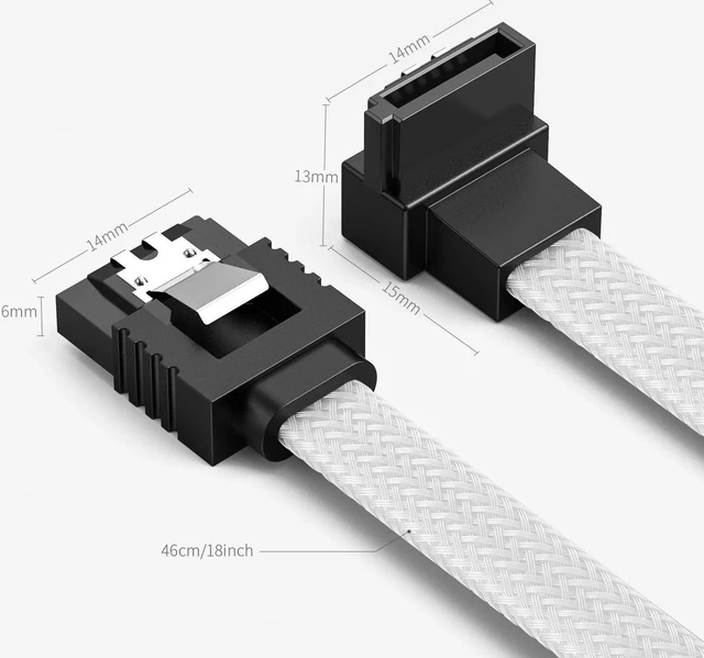 Alt view image 3 of 7 - 3PACK SATA Cable III 3 Pack 90 Degree Straight to Right Angle 6Gbps HDD SDD SATA Data Cable with Locking Latch 50cm 18 Inch for SATA HDD, SSD, CD Driver, CD Writer, White