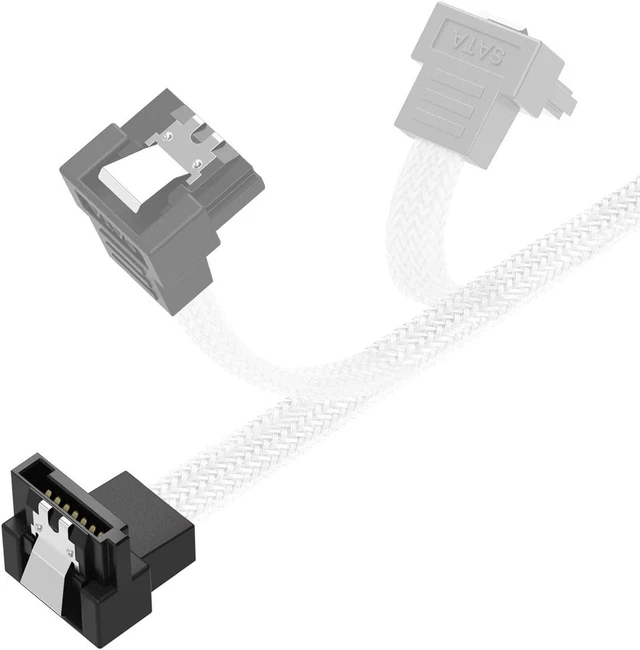 Alt view image 6 of 7 - 3PACK SATA Cable III 3 Pack 90 Degree Straight to Right Angle 6Gbps HDD SDD SATA Data Cable with Locking Latch 50cm 18 Inch for SATA HDD, SSD, CD Driver, CD Writer, White