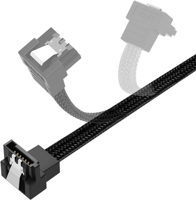 Alt view image 2 of 7 - 3PACK SATA Cable III 3 Pack 90 Degree Straight to Right Angle 6Gbps HDD SDD SATA Data Cable with Locking Latch 50cm 18 Inch for SATA HDD, SSD, CD Driver, CD Writer, Black
