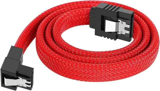 Alt view image 3 of 7 - 3PACK SATA Cable III 3 Pack 90 Degree Straight to Right Angle 6Gbps HDD SDD SATA Data Cable with Locking Latch 50cm 18 Inch for SATA HDD, SSD, CD Driver, CD Writer, Red