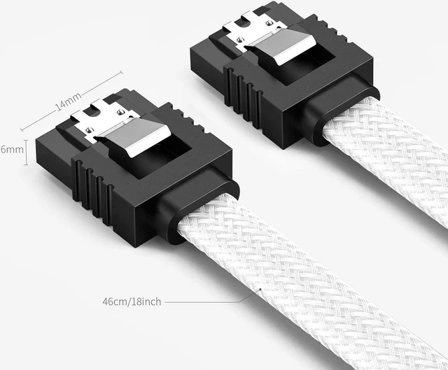 Alt view image 5 of 7 - 3PACK SATA Cable III 3 Pack 6Gbps Straight HDD SDD Data Cable with Locking Latch 50cm 18 Inch for SATA HDD, SSD, CD Driver, CD Writer,White
