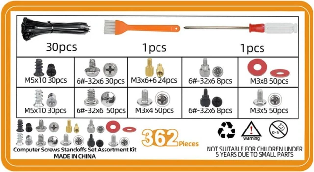 Alt view image 4 of 5 - 362pc Computer Screws Assortment Kit | Motherboard Standoff Risers Screw Set for HDD SSD Hard Drive, Computer Case, Fan, Power Supply, Graphics, CD, Motherboard Screws Kit for DIY & Repair