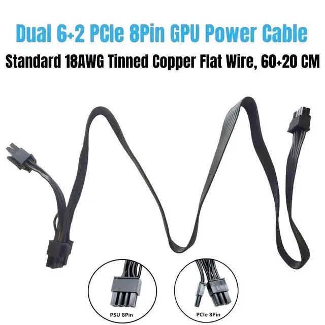 Alt view image 5 of 6 - GPU VGA Power Cable PSU 8Pin to PCIe Dual 8Pin 6+2Pin for CORSAIR RM450 RM550 RM650 RM750 RM850 RM1000 Gold Modular Power Supply