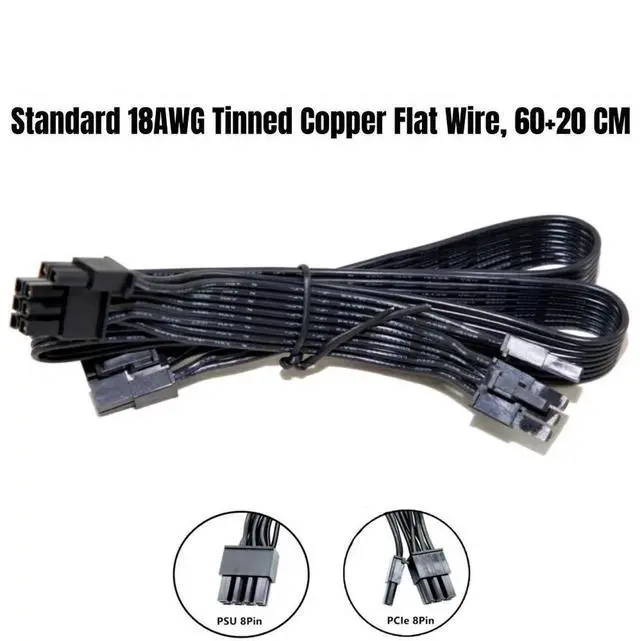 Alt view image 4 of 6 - GPU VGA Power Cable PSU 8Pin to PCIe Dual 8Pin 6+2Pin for CORSAIR RM450 RM550 RM650 RM750 RM850 RM1000 Gold Modular Power Supply