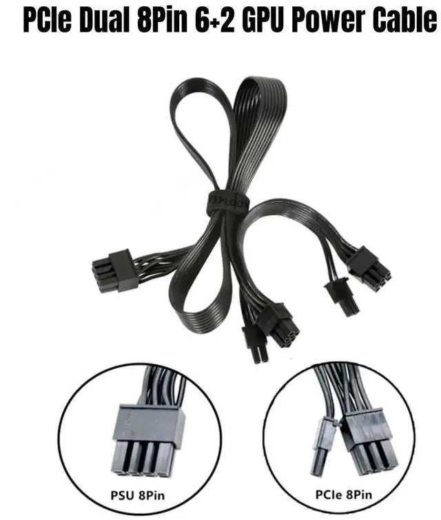 Alt view image 6 of 6 - GPU VGA Power Cable PSU 8Pin to PCIe Dual 8Pin 6+2Pin for CORSAIR RM450 RM550 RM650 RM750 RM850 RM1000 Gold Modular Power Supply