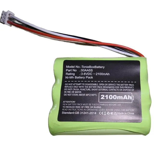 Alt view image 2 of 5 - 2Pcs 2100mAh Battery for Toniebox 50AA5S, Anti-Rattle Kit with Foam Padding & Screwdriver, Upgraded 3.6V Ni-MH Replacement for Tonie Box Speaker