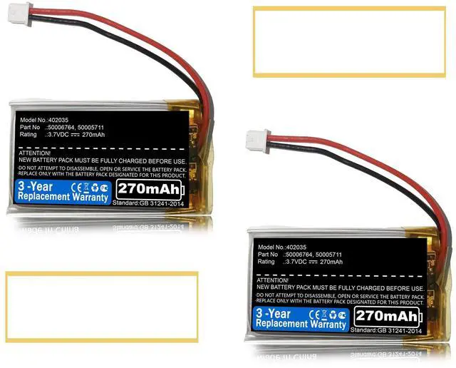 Main image of 2Pcs 270mAh 50006764 Battery Compatible with Mitel 6869 6940 6930 6970 6865i 6863i 6865 6867i 6869i 6905 6900 6910 6920, 50005711 Battery NiMH