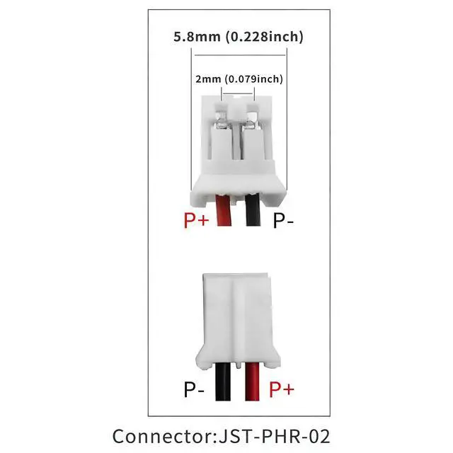 Alt view image 2 of 4 - 200mAh 3.7V 602025 Battery with 2 Wires JST PH2.0mm Connector 602025 High Temperature Resistant Battery for Charging Case Wireless Earphone LED light and Wireless Device NiMH