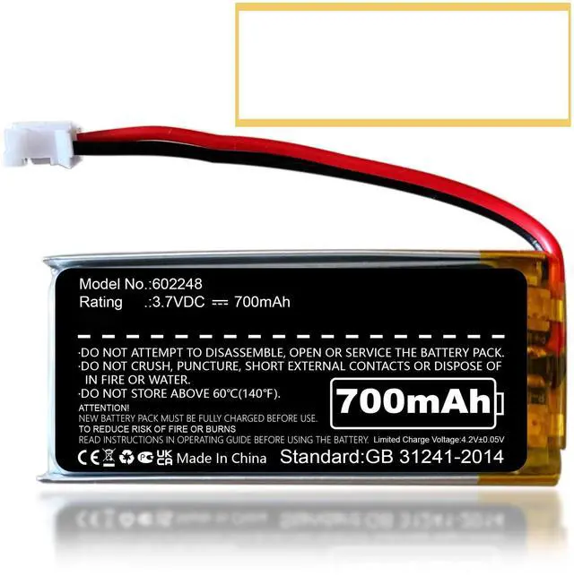 Main image of Nzzz 700mAh 3.7V 602248 Battery with 2 Wires JST PH2.0mm Connector 602248 High Temperature Resistant Battery for Speaker and Wireless Device NiMH