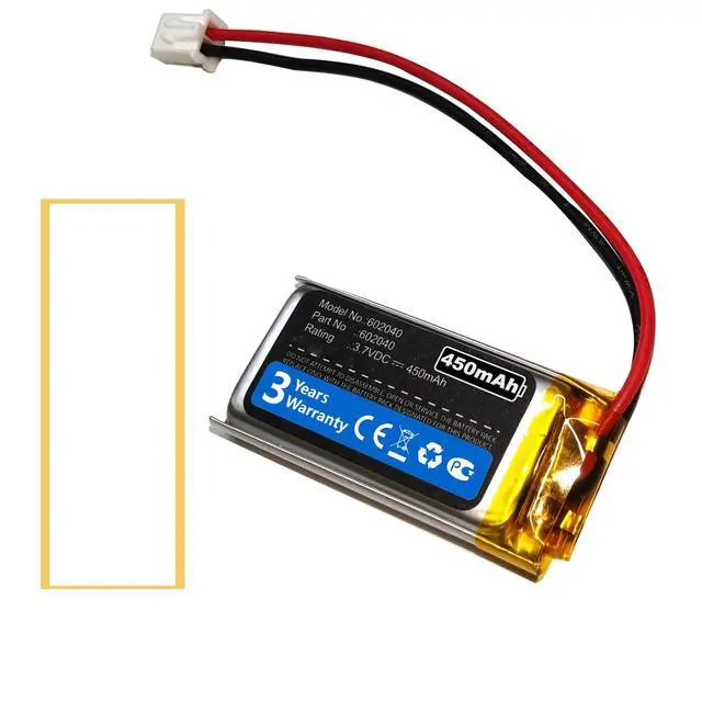 Alt view image 4 of 5 - (2Pcs) 3.7V 602040 Battery with 2 Wires XH2.54mm Connector 602040 High Temperature Resistant Battery for Mouse and Keyboard Built-in Universal NiMH