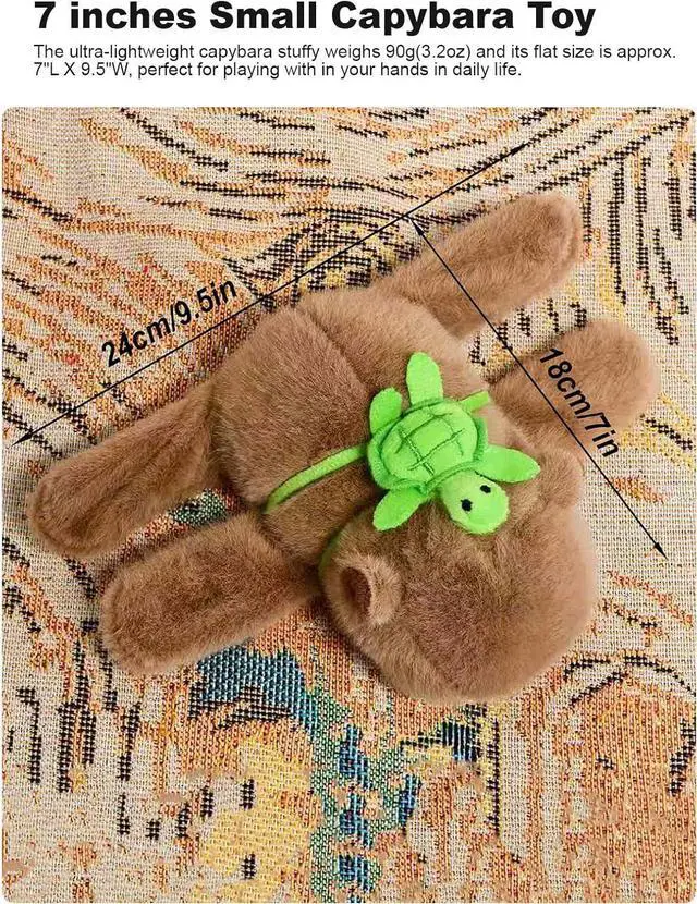 Alt view image 5 of 7 - Cute Capybara Slap Bracelet Plush, 7" Capybara Plush Stuffed Animal with Turtle Backpack Fluffy Plushie Kawaii Birthday Gift Stuffy Toy for Boys Girls Kids Teens Adults