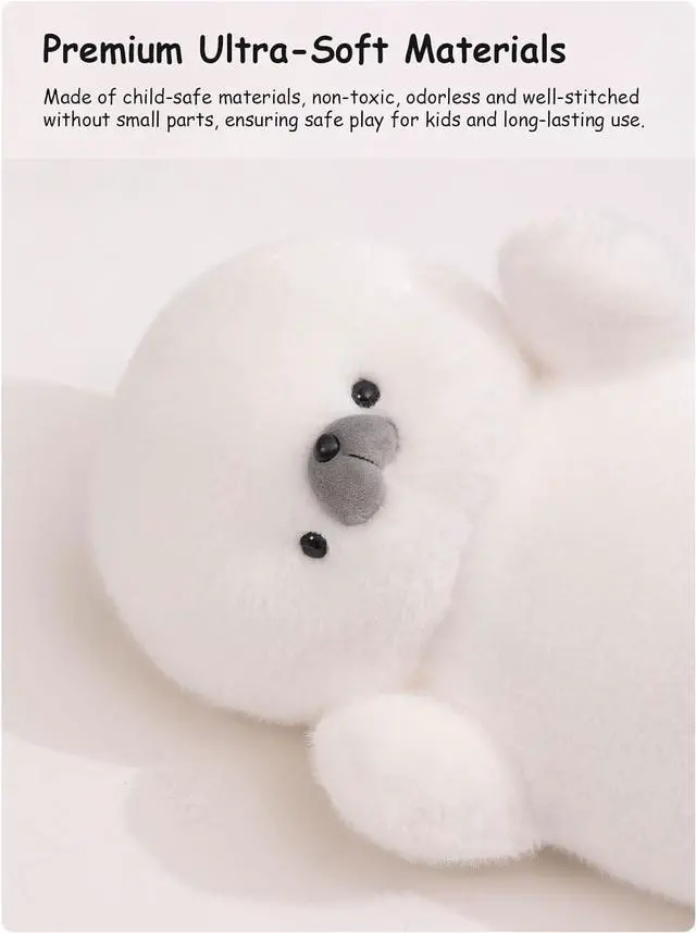 Alt view image 4 of 7 - White Cute Seal Plush Pillow, 26" Large Chubby Fat Seal Stuffed Animal, Fluffy Soft Cuddly Long Body Pillow, Home Decor Cushion Birthday Gift Plushy Toy for Girls Kids Teens Adult