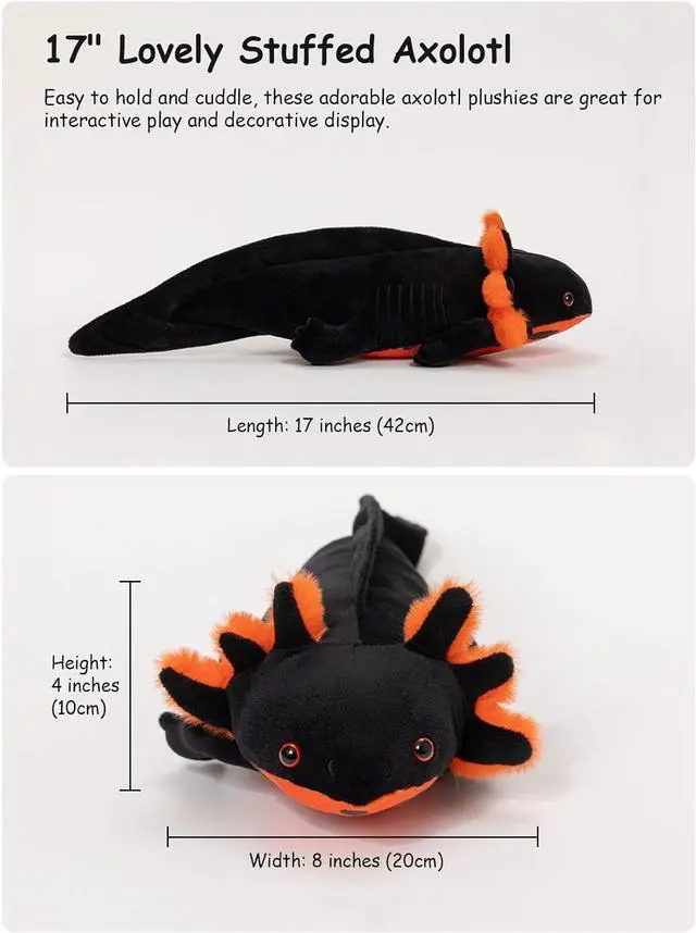 Alt view image 3 of 7 - Black Axolotl Plush Stuffed Animal, 17" Cute Soft Kawaii Salamander Plushie Toy for Boys, Fluffy Cuddly Axolotl Stuffy Birthday Gift Home Decor Plushy for Kids Teens