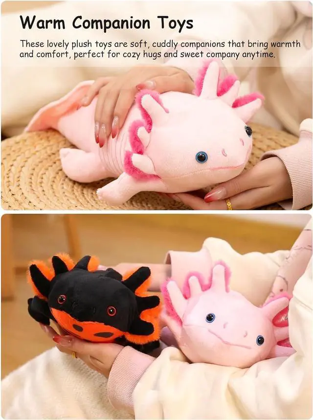 Alt view image 7 of 7 - Black Axolotl Plush Stuffed Animal, 17" Cute Soft Kawaii Salamander Plushie Toy for Boys, Fluffy Cuddly Axolotl Stuffy Birthday Gift Home Decor Plushy for Kids Teens