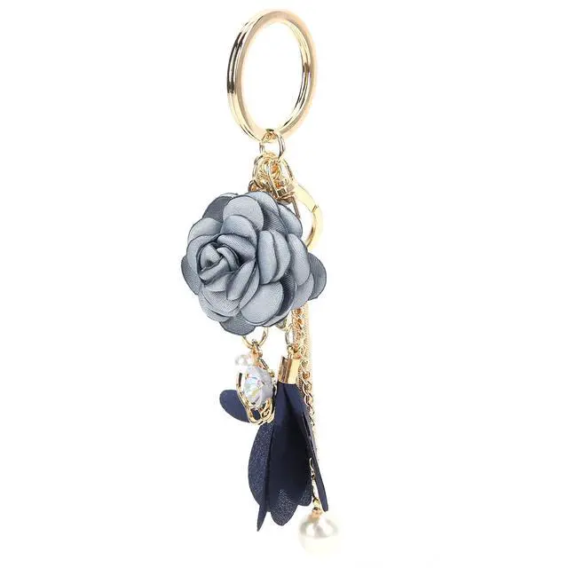 Main image of Phefop Smooth Tassel Keychain, Exquisite Design, Zinc Alloy, Car Keyring for Women Wallet Bag Pendant with Leather Flower Tassel