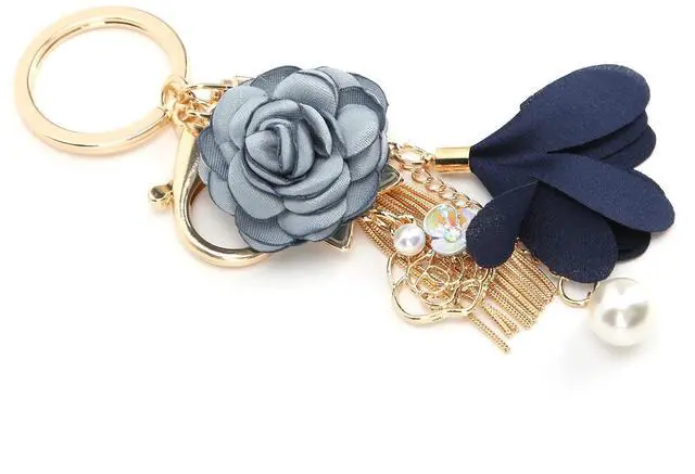Alt view image 6 of 7 - Phefop Smooth Tassel Keychain, Exquisite Design, Zinc Alloy, Car Keyring for Women Wallet Bag Pendant with Leather Flower Tassel