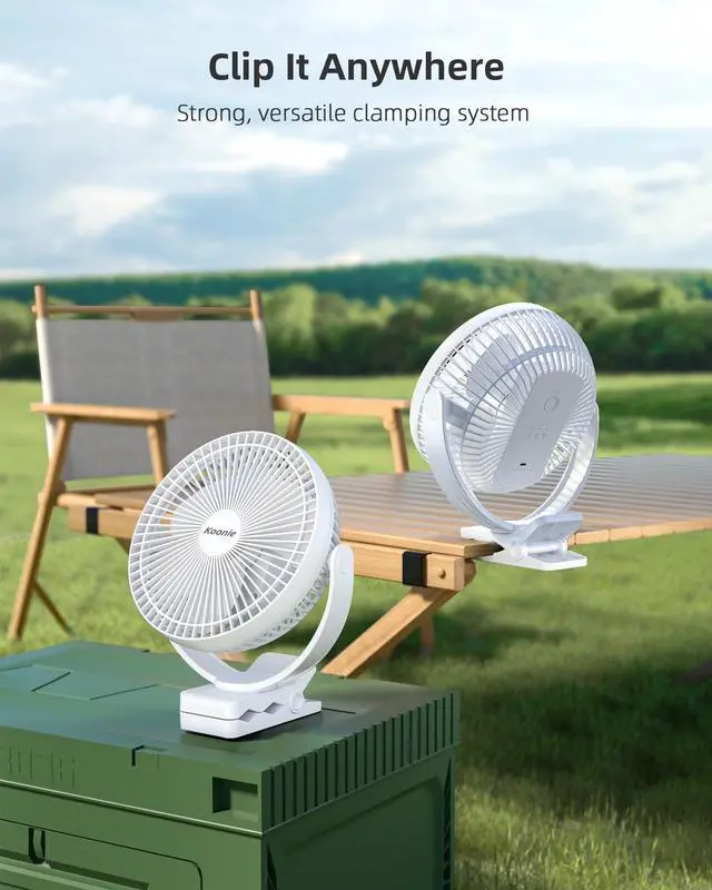 Alt view image 7 of 7 - Portable Clip on Fan, 8-Inch 10000mAh USB Rechargeable Battery Operated, 4 Speeds, Strong Airflow, Sturdy Clamp for Office Desk Golf Car Outdoor Travel Camping Tent Gym Treadmill