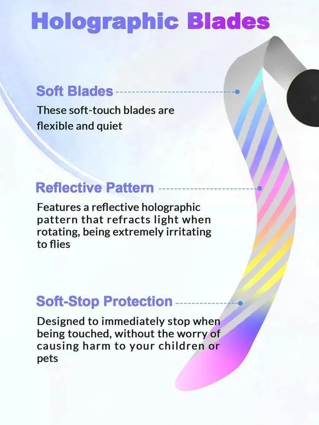 Alt view image 3 of 7 - Fly Fans for Tables, Repellent Fans Keep Flies Away, Fly Spinner Table Top with Holographic Blades, Flies Deterrent for Picnic, Party, BBQ (Black, 4 Pack)