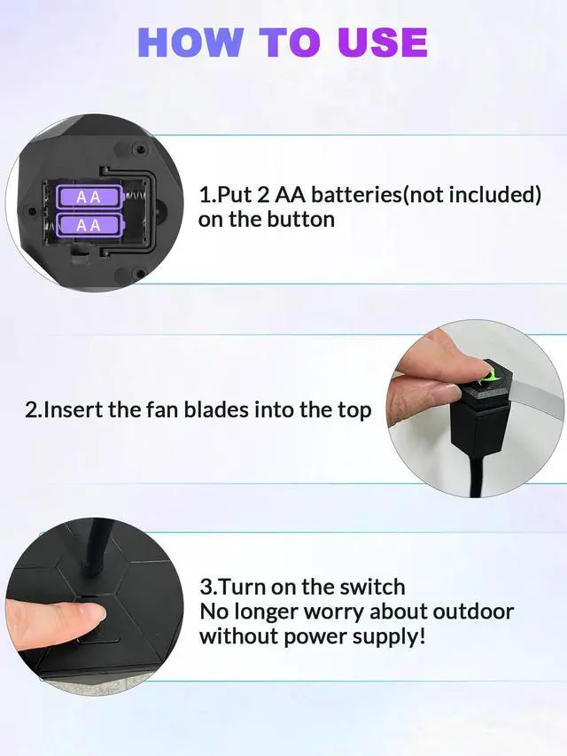 Alt view image 4 of 7 - Fly Fans for Tables, Repellent Fans Keep Flies Away, Fly Spinner Table Top with Holographic Blades, Flies Deterrent for Picnic, Party, BBQ (Black, 4 Pack)
