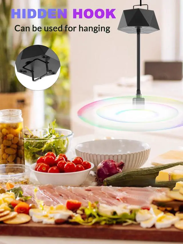 Alt view image 6 of 7 - Fly Fans for Tables, Repellent Fans Keep Flies Away, Fly Spinner Table Top with Holographic Blades, Flies Deterrent for Picnic, Party, BBQ (Black, 4 Pack)