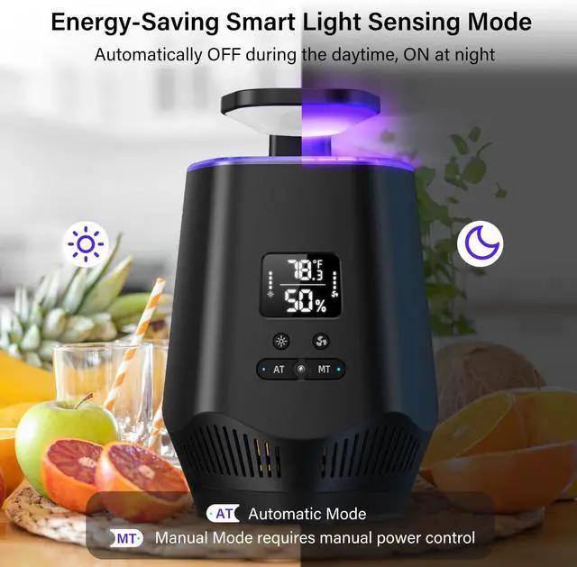 Alt view image 5 of 7 - Fruit Fly Traps for Indoors, Smart Fly Trap Indoor Bug Zapper Gnat Traps for House Indoor with Temperature and Humidity Sensor, 10PCS Sticky Boards Black 01