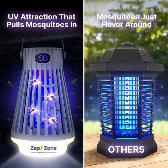 Alt view image 5 of 7 - Zap Zone Defender Bug Zapper Outdoor Indoor, Rechargeable Mosquito Zapper with UV Light USB-C Electric Insect Trap Mosquito Repellent Outdoor Patio Camping Traps 3 Modes IPX5 Water Resistant Lantern