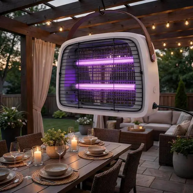 Alt view image 3 of 7 - LED Bug Zappers, 12 LED Tube Up to 6 Years, Electric Mosquito Zapper, 11V-240V Fly Trap Mosquito Killer Lamp WordWide Applicable Grey.