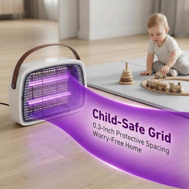 Alt view image 6 of 7 - LED Bug Zappers, 12 LED Tube Up to 6 Years, Electric Mosquito Zapper, 11V-240V Fly Trap Mosquito Killer Lamp WordWide Applicable Grey.