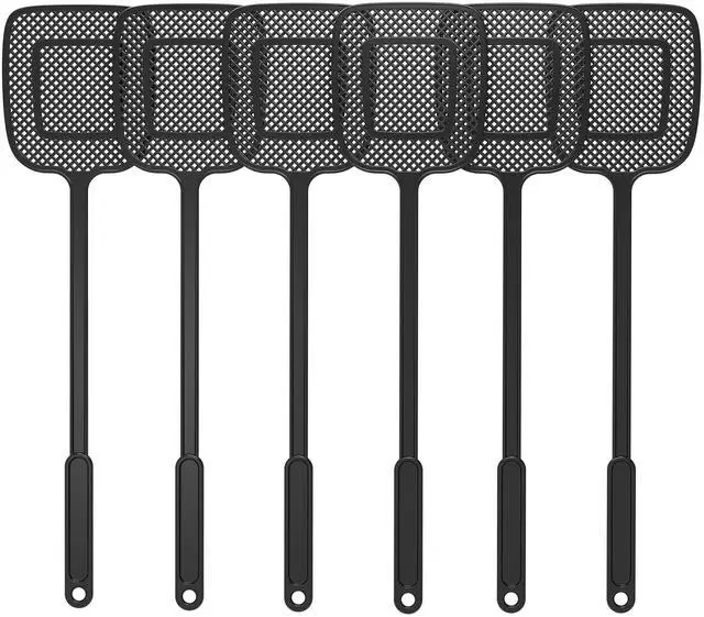Main image of Heavy Duty Long Handle Fly Swatter, Black, 6 Pack