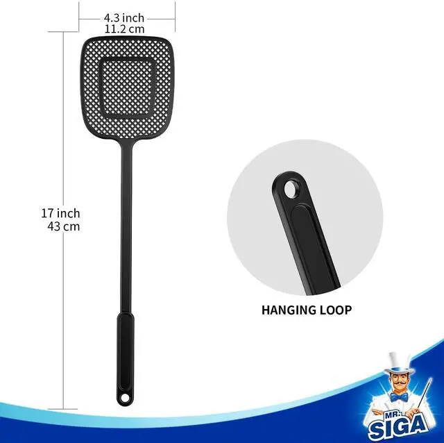 Alt view image 5 of 6 - Heavy Duty Long Handle Fly Swatter, Black, 6 Pack