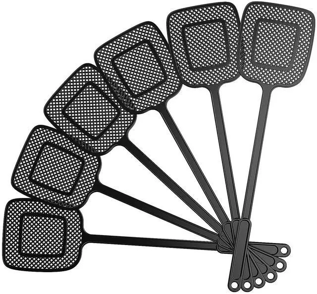 Alt view image 6 of 6 - Heavy Duty Long Handle Fly Swatter, Black, 6 Pack
