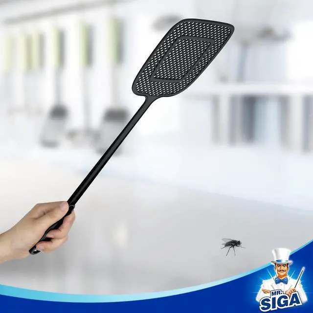 Alt view image 4 of 6 - Heavy Duty Long Handle Fly Swatter, Black, 6 Pack