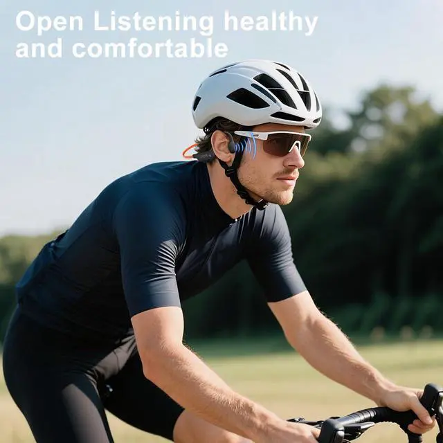 Alt view image 6 of 6 - Bone Conduction Headphones,Open Ear Wireless Bluetooth 5.4 Headphones with MicIPX6 Waterproof Sport Bluetooth Headset15H Playback for RunningCyclingWalking,Outdoor (Orange)