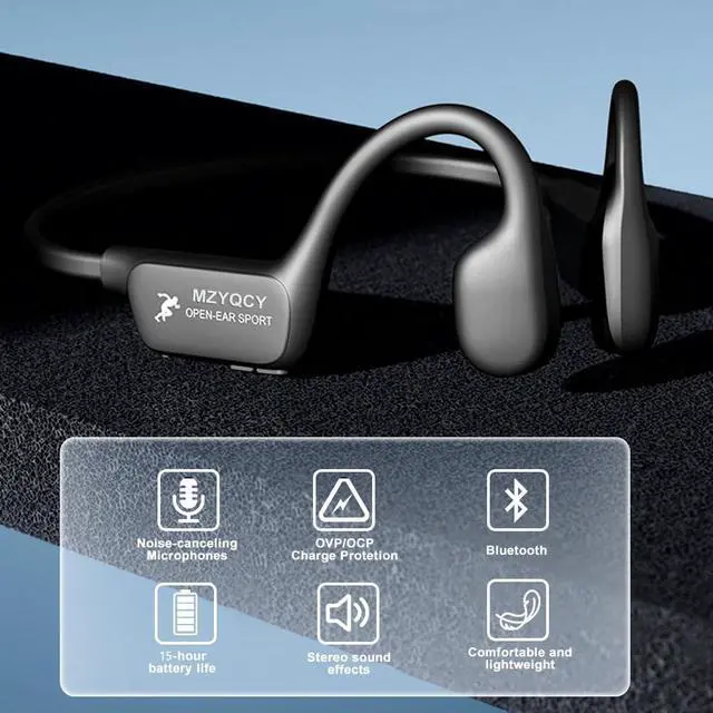 Alt view image 2 of 6 - Bone Conduction Headphones,Open Ear Wireless Bluetooth 5.4 Headphones with MicIPX6 Waterproof Sport Bluetooth Headset15H Playback for RunningCyclingWalking,Outdoor (Black)