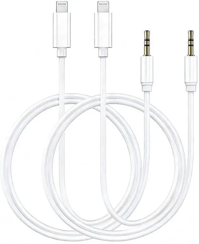 Main image of Aux Cord for iPhone, 2 Pack Lightning to 3.5mm Cable, 3.3FT