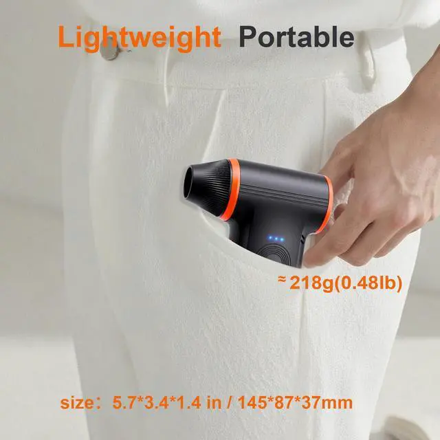 Alt view image 6 of 6 - Compressed Air Duster-150000RPM Super Power Rechargeable Air Duster, 3-Gear Adjustable Mini Blower with Fast Charging, Electric Air Duster for Leaves,Computer, Keyboard, (Black)
