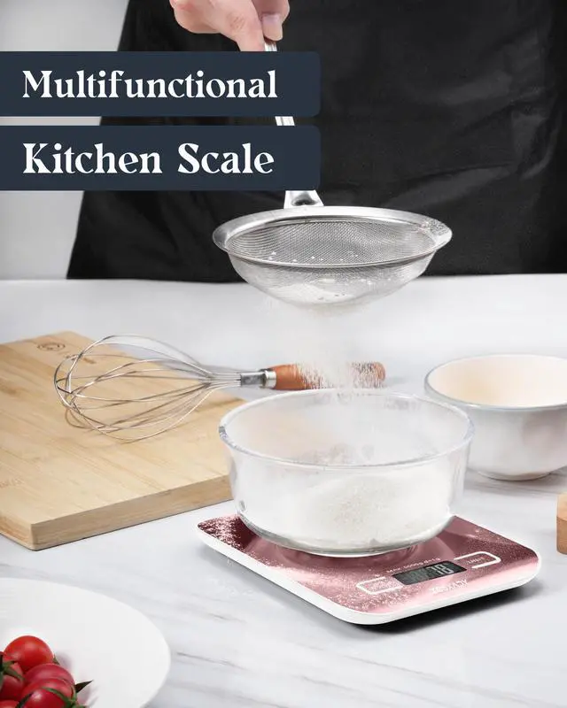 Alt view image 3 of 6 - Food Scale, 11lb Digital Kitchen Scale with 6 Units LCD Display and Tare Function,Compact Design for Baking,Healthy Cooking,Meal Prep, 304 Stainless Steel