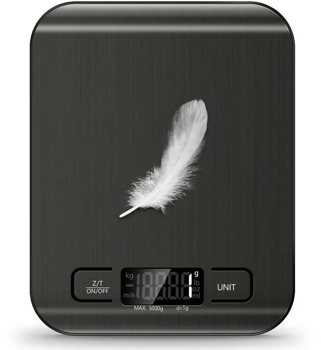 Main image of Food Scale, 11lb Kitchen Scale with 6 Units Tare Function & LCD Display, 0.05oz/1g Stainless Steel Digital Food Scale Grams and Ounces for Baking, Cooking, Dieting and Meal Prep (Black)