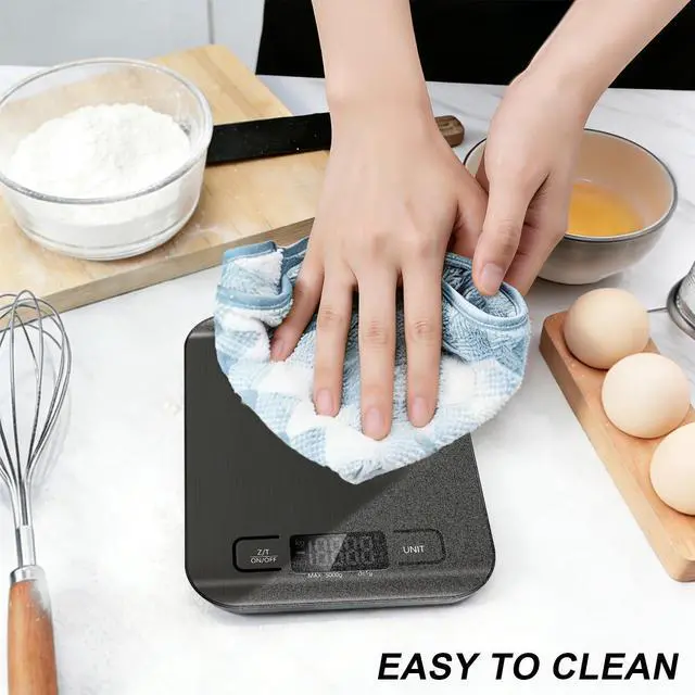 Alt view image 5 of 5 - Food Scale, 11lb Kitchen Scale with 6 Units Tare Function & LCD Display, 0.05oz/1g Stainless Steel Digital Food Scale Grams and Ounces for Baking, Cooking, Dieting and Meal Prep (Black)