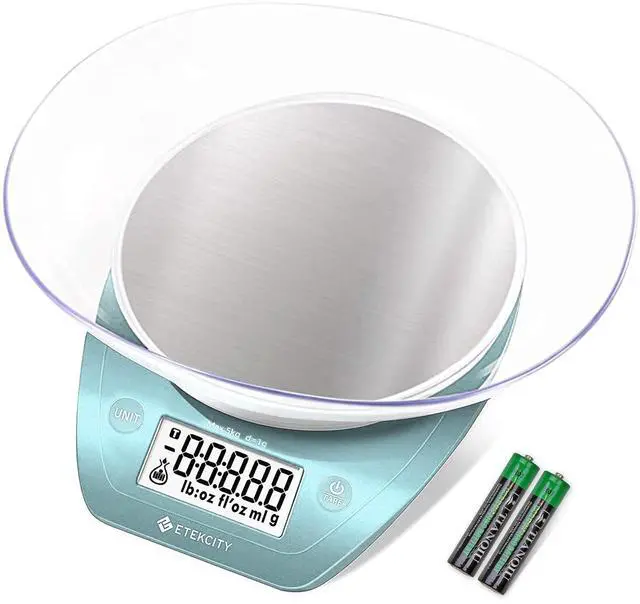 Main image of 0.1g Food Scale, Bowl, Digital Grams and Ounces for Weight Loss, Dieting, Baking, Cooking, and Meal Prep, 11lb/5kg, Bright Blue