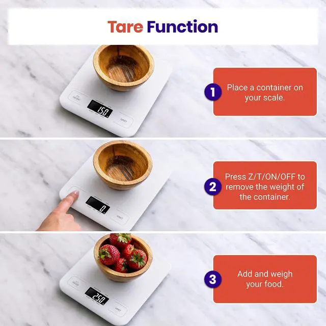 Alt view image 4 of 6 - Food Kitchen Scale, Digital Grams and Ounces for Weight Loss, Baking, Cooking, Keto and Meal Prep, LCD Display, Medium, White