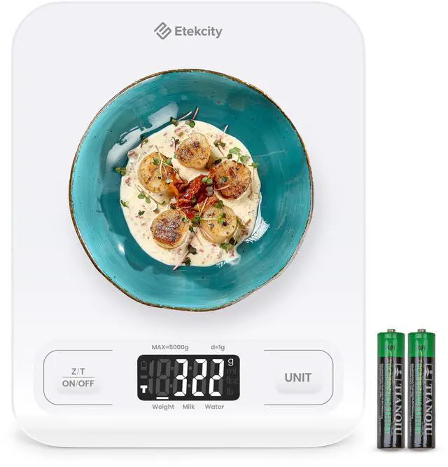 Main image of Food Kitchen Scale, Digital Grams and Ounces for Weight Loss, Baking, Cooking, Keto and Meal Prep, LCD Display, Medium, White