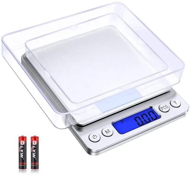 Main image of Digital Kitchen Scale with 2 Trays, 500g/0.01g High Precision Cooking Food Scale, Mini Gram Scale with LCD Display, 6 Units, Auto Off, Tare Function, Girls Gift (Batteries Included)