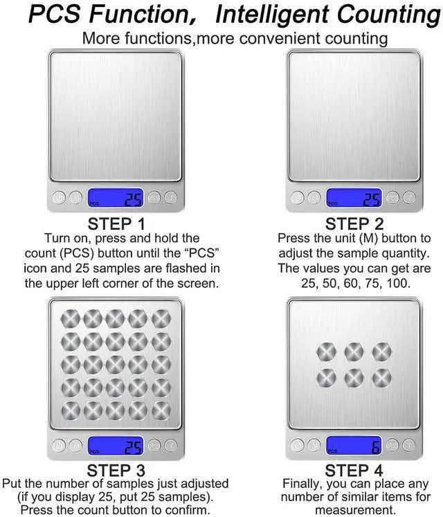 Alt view image 5 of 6 - Digital Kitchen Scale with 2 Trays, 500g/0.01g High Precision Cooking Food Scale, Mini Gram Scale with LCD Display, 6 Units, Auto Off, Tare Function, Girls Gift (Batteries Included)