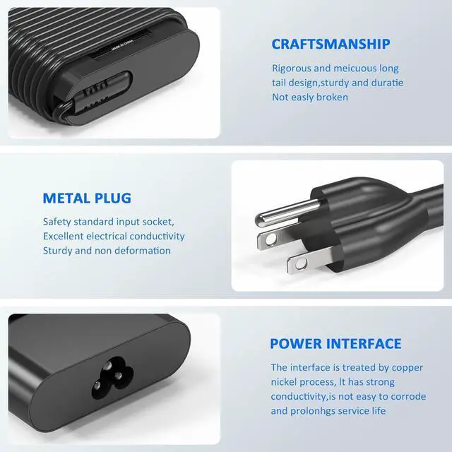 Alt view image 5 of 7 - New 130W USB C Charge Replacement for Dell Laptop Charge Latitude 3520 5420 5520 5540 5550 7420 Inspiron 14 16 7620 Type C Dell Type C AC Adapter Power Cord