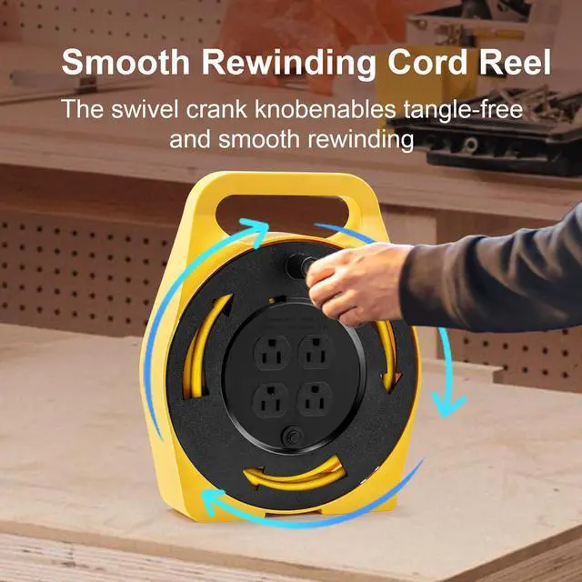 Alt view image 3 of 4 - Extension Cord Reel with Outlets, Retractable Extension Cord, 25FT, 16 AWG/3C SJTW Power Cord, 10 Amp Circuit Breaker, ETL Listed